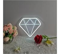Lampe Au Néon Créative Allumer L’enseigne |enseignes Au Néon LED à Intensité Variable pour La Décoration Murale |Panneau De Néons Alimenté par Us, White - Diamond Shape