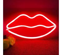 Lampe au Néon LED Veilleuse Pour Chambre Usb Chargeur Lampe Décorative Suspendue Pour pour Enfants Chambre Fête Danniversaire Décor De Mariage (Lèvres Rouge)