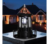 Lampe au phare, 21 cm / 7,3 pouces 360 ° Rotation Lighthouse Light Outdoor, Garden étanche du paysage DÉCORD POUR PAPIO PAPIO SURDOOR (noir)
