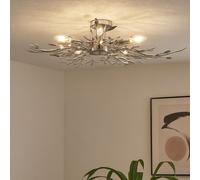 Plafonnier feuille lampe plafonnier rond salon plafonnier chrome, métal feuilles acryliques, douille 5x E14, DxH 71x16 cm