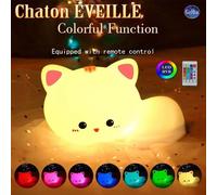 Lampe Baby Chaton Chat Doudou Veilleuse Nuit Relaxante Portable Pour Bébé Enfant-Chat EVEILLE