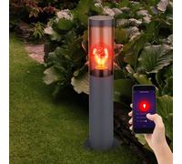 Lampe d'extérieur de chemin d'accès lampadaire en acier inoxydable anthracite, fumée, contrôle par application dimmable, 1x Smart RGB LED 10W 806Lm, DxH 7,6x45cm