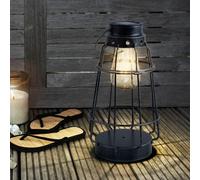 Lampe Borne Lumineuse Lanterne Solaire Batterie Jardin Étanche Métal Argent LED