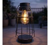Lampes solaires lanterne argentées pour l'extérieur Lanterne d'extérieur résistante aux intempéries, batterie rechargeable, métal maritime argent antique, 1x LED 0,06W 3000K, DxH 16x27 cm