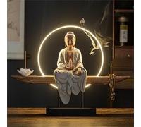 Lampe Bouddha avec cercle LED et arbre artificiel, applique murale 3D pour décoration murale zen dans le salon ou le porche