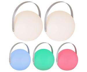 Lampe boule de décoration de jardin dimmable avec télécommande lampe d'extérieur à changement de couleur lampe à piles avec effet bougie, à suspendre ou à poser, LED RVB, DxH 18,9 x 21 cm, lot de 2