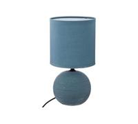 Paris Prix Lampe boule en céramique striée – Bleu G – D 13 x H 24,7 cm