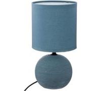 Lampe boule en céramique striée - Bleu - D 13 x H 24,7 cm