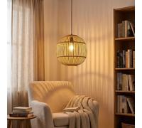 Globo Suspension design bambou Hildegard Diam. 30 x H. 150 cm Beige naturel