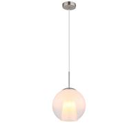 Lampe boule lumineuse pour salle à manger, suspension en verre opale transparent chromé E27