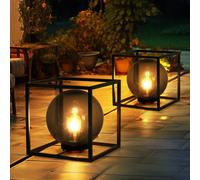 Lampe Boule Solaire Éclairage D'Extérieur LED Fumée Retro Cadre Nickel Antique