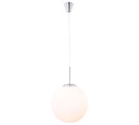 Lampe boule suspension lampe suspension lampe de table à manger salle à manger, forme boule métal verre satin blanc opale nickel, 1x E27, DxH 25x180cm