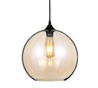 Lampe boule suspension lampe suspension suspension lampe suspension salle à manger, métal noir verre ambre forme sphérique, 1x douille E27, DxHxL 30x28x100 cm