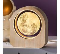 Lampe BOUNTY© 3D Lune Gravée au Laser - Décoration Astronomie en Verre et Bois | USB, Veilleuse Design, Cadeau Original