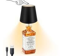 Lampe bouteille abat-jour tactile sans fil rechargeable avec 3 températures de couleur, lampe de table LED pour bouteille de vin, veilleuse sans fil pour chambre, restaurant, bar, décoration