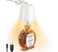 Lampe bouteille abat-jour tactile sans fil rechargeable avec 3 températures de couleur, lampe de table LED pour bouteille de vin, veilleuse sans fil pour chambre, restaurant, bar, décoration (White)