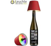 Lampe bouteille Sompex TOP 2.0 LED RGBW rechargeable rouge