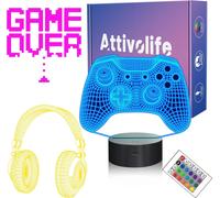Lampe Cadeaux Gamepad, 3d Illusion Veilleuse Avec Télécommande + Minuterie 16 Couleur Changeante Casque Lampe De Bureau Enfants Gamer Room Decor Cadeau D'anniversaire Pour Garçons Hommes