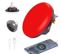 Lampe Camping Rechargeable, Batterie 10000 mAh, Lanterne Camping 3000 lm, Lumière de Camping Extérieure Portable 6500 K, Lampe de Pêche, Eclairage de Secours pour Ouragan (Feu rouge)