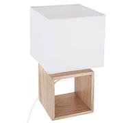 Lampe carrée - 18 x 18 x 32 cm - Bois - Beige