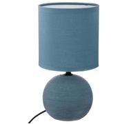 Lampe boule en céramique striée - Bleu - D 13 x H 24,7 cm Bleu G
