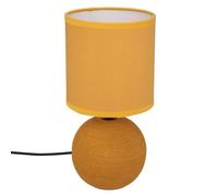 Lampe céramique ""Timéo"" jaune moutarde strié H25cm - Atmosphera createur d'interieur