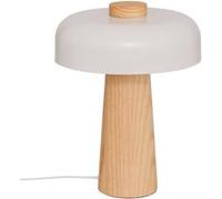 Atmosphera Lampe champignon Pola métal blanc et bois H36 cm