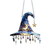 Lampe Chapeau de sorcière en vitrail, Lampe Chapeau de sorcière Plate en Acrylique 2D pour Halloween, Attrape-Soleil à Suspendre à Une fenêtre, 7, 3 x 7, 9 Pouces, décoration Murale d'halloween