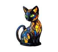 Lampe Chat, Lampe De Table Chat En Résine Colorée, Lampes De Table LED Rétro Sur Le Thème Des Chats, Veilleuse LED Mignonne Sur Le Thème Des Animaux De Compagnie Pour Les Amoureux Animaux
