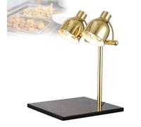 Lampe Chauffante à Double Tête Pour Buffets Et Stations De Découpe Black-C | Chauffe-Plat Professionnel De 500W, Socle En Marbre Robuste, Cols De Cygne Orientables à 360°, Interrupteurs Indépendants