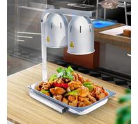 Lampe chauffante Alimentaire autoportante,Lampe Chauffe-Aliments Commerciale électrique avec 2 Ampoules,Chauffe-Nourriture électrique de comptoir en Aluminium Spatial pour Restaurants,Argent