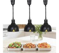 Lampe Chauffante Alimentaire Réglable, 250W Lampe Chauffe-Plats Buffet, Lampe Thermique Infrarouge Cuisine Professionnelle Suspendue, Hauteur Réglable 60-180cm et 2 Tailles 19/25cm(B-25,3)