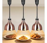 Lampe Chauffante Alimentaire Réglable, Lampe Chauffe Plat Buffet Suspendue Équipé d'une Ampoule Antidéflagrante de 250 W, Lampe Chauffante pour Aliments, Restaurant et Buffet (Kupferfarbe, 3)