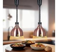 Lampe Chauffante Alimentaire Réglable, Lampes Chauffantes pour Aliments Commercial pour la Restauration, Hauteur Réglable Lampe Chauffe Plat Buffet Suspendue(Bronze Rouge,2)