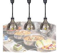 Lampe Chauffante Alimentaire Réglable, Télescopique Lampe Infrarouge Professionnelle Cuisine Lustre pour Restaurant-Buffet, 250W Commercial Hauteur Lampe Chauffe-Plats en Acier Inoxydable (B-25,3)