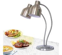 Lampe chauffante commerciale, lampe chauffante à double tête de 500 W, rotation à 360 ° extensible jusqu'à 70 cm, lampe chauffante sur pied pour restaurant, cuisine, buffet, table chauffante 2 A