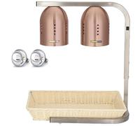 Lampe chauffante commerciale pour les aliments, lampe chauffe-aliments autonome de 550 W avec 2 ampoules de lampe chauffante et trois réglables pour le service alimentaire à la maison,Rose gold