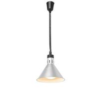 HENDI Lampe chauffante suspendue réglable en hauteur, conique, lampe thermique infrarouge pour cuisine et maintien des aliments au chaud, 230V, 250W, Ø275x(H)250mm, aluminium argenté