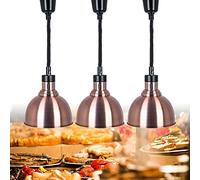 Lampe Chauffante Cuisine, Lampe Chauffante Restaurant pour Buffet Chauffant, Restauration Chauffe Plat Buffet, Ampoule 250W et Abat-Jour 25cm, Bronze Rouge(Size:3pcs)