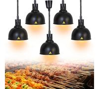 Lampe Chauffante Cuisine Professionnelle, 250W Lampe Chauffante Alimentaire Réglable, Acier Inoxydable Lampe Chauffe Plat Buffet Suspendue pour Cafétérias et Hôtels(Noir,5)