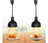 Lampe Chauffante Cuisine Professionnelle, 250W Lampe Chauffante Alimentaire Suspendue, Lampe Chauffe Plat Cuisine pour Hôtels, Buffets et Cuisines, Hauteur Réglable 60-180cm(Noir,2)