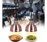 Lampe Chauffante Cuisine Professionnelle, Lampe Chauffe-Plat Suspendue en Acier Inoxydable, 250W Lampe Chauffante Alimentaire pour Hôtels, Buffets et Cuisines, Hauteur Réglable 60-180cm (Cuivre, 2PC)
