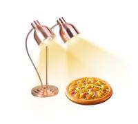 Lampe chauffante de cuisine - 250 W - Lampe infrarouge - Double tête - Autonome - Pour buffets, salle à manger, hôtels, commerciaux, maintien au chaud des aliments (or rose)