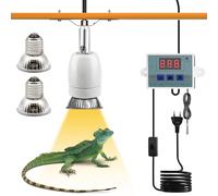 Lampe chauffante en céramique pour reptiles - Culot E27 - Avec 2 lampes chauffantes 220 V - 50 W - Pour terrarium - Douille E27 - Rotation à 360° - Câble de 1,8 m et fiche pour amphibiens