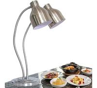 Lampe chauffante pour aliments commerciale, lampe chauffante à double tête de 500W, col de cygne réglable, pour buffet et service traiteur silver