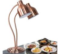 Lampe chauffante pour aliments commerciale, lampe chauffante à double tête de 500W, col de cygne réglable, pour buffet et service traiteur rose gold