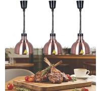 Lampe Chauffante pour Buffet, Acier Inoxydable Lampe Chauffe Plat Cuisine Suspendue 250W, Lampe Thermique Infrarouge Buffet avec Hauteur Réglable 60-180cm pour Hôtels et Cafétérias(B-25cm,3)