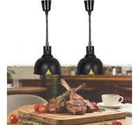 Lampe Chauffante pour Buffet, Acier Inoxydable Lampe Chauffe Plat Cuisine Suspendue 250W, Lampe Thermique Infrarouge Buffet avec Hauteur Réglable 60-180cm pour Hôtels et Cafétérias(C-25cm,2)