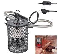Lampe chauffante pour reptiles, E27 en céramique, avec panier de protection, lampe chauffante infrarouge, animaux, panier de protection pour reptiles, tortues, poules, oiseaux, caméléon, 100 W (noir)