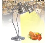 Lampe Chauffante Professionnelle, 250W/500W Lampe Chauffante Pour Buffet Avec Tuyau De Réglage, Chauffe-plats Autonomes, Pour Buffets, Restaurants, Pizzas, Steaks, Poulet Frit(Silver,2-Head)